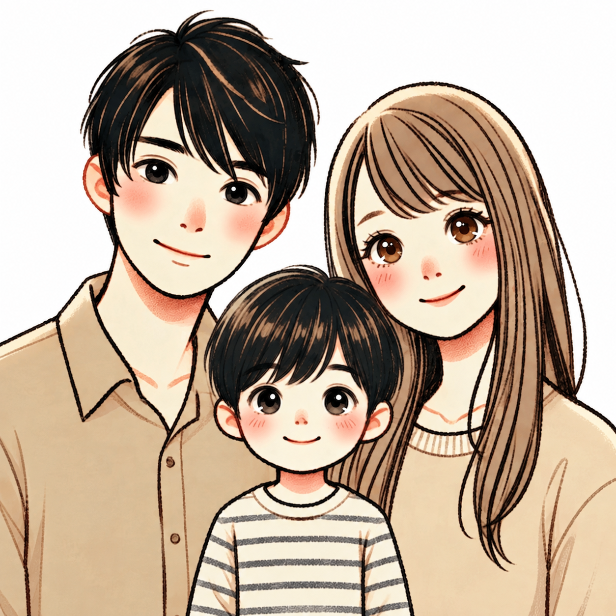 かずなみファミリーのイラスト